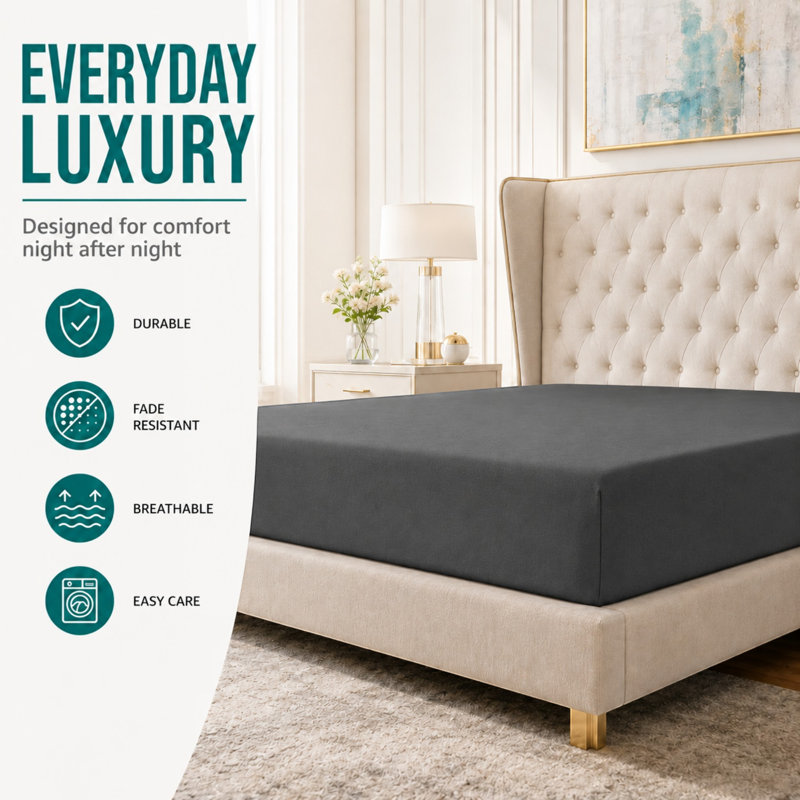 Luxury Hotel Style Fitted Sheet – 40cm (16 Inch) Extra Deep Pocket, Ultra-Soft Hypoallergenic Brushed Microfibre, Breathable, Fade-Resistant & Secure Elastic Fit
