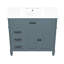 Meuble-lavabo de 36 po en bleu, structure en bois massif, planches, lavabo encastré en céramique, armoire avec portes, tiroirs pour le rangement des articles, cercle de débordement en métal et instructions d'assemblage