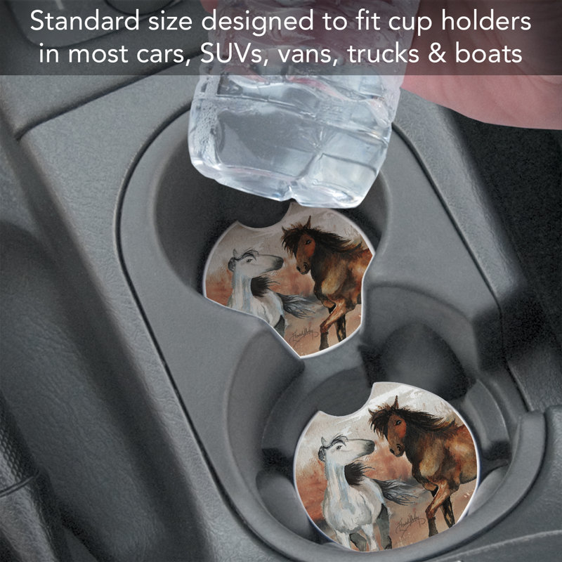 Wild Horses 2 Pack Absorbent Stone Car Coasters