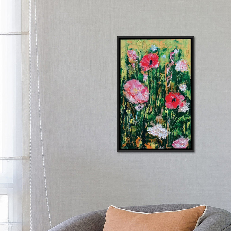 « wildflowers », reproduction d’art sur toile, H 26 po x l 18 po x P 1,5 po, Toile avec cadre noir, Pas de tapis