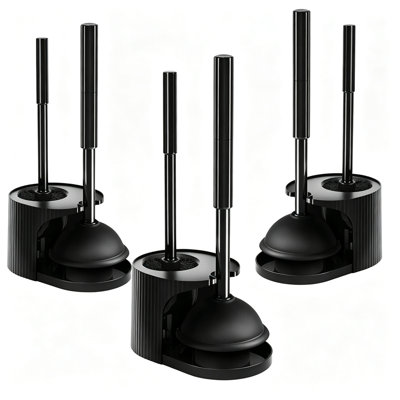 2-in-1 Toilet Plunger and Brush Set with Extended Handle, 3 Pack