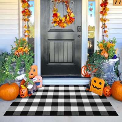 Quintisha Buffalo Plaid Area Rugs Black and White Checkered Rug Outdoor Rugs