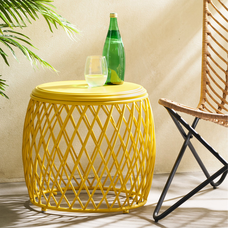 Table d'appoint en fer jaune mat, ornement, 20,03 po x 20,03 po x 17,45 po, poids maximal de 20 lb, élément renforcé, capacité de croissance accrue