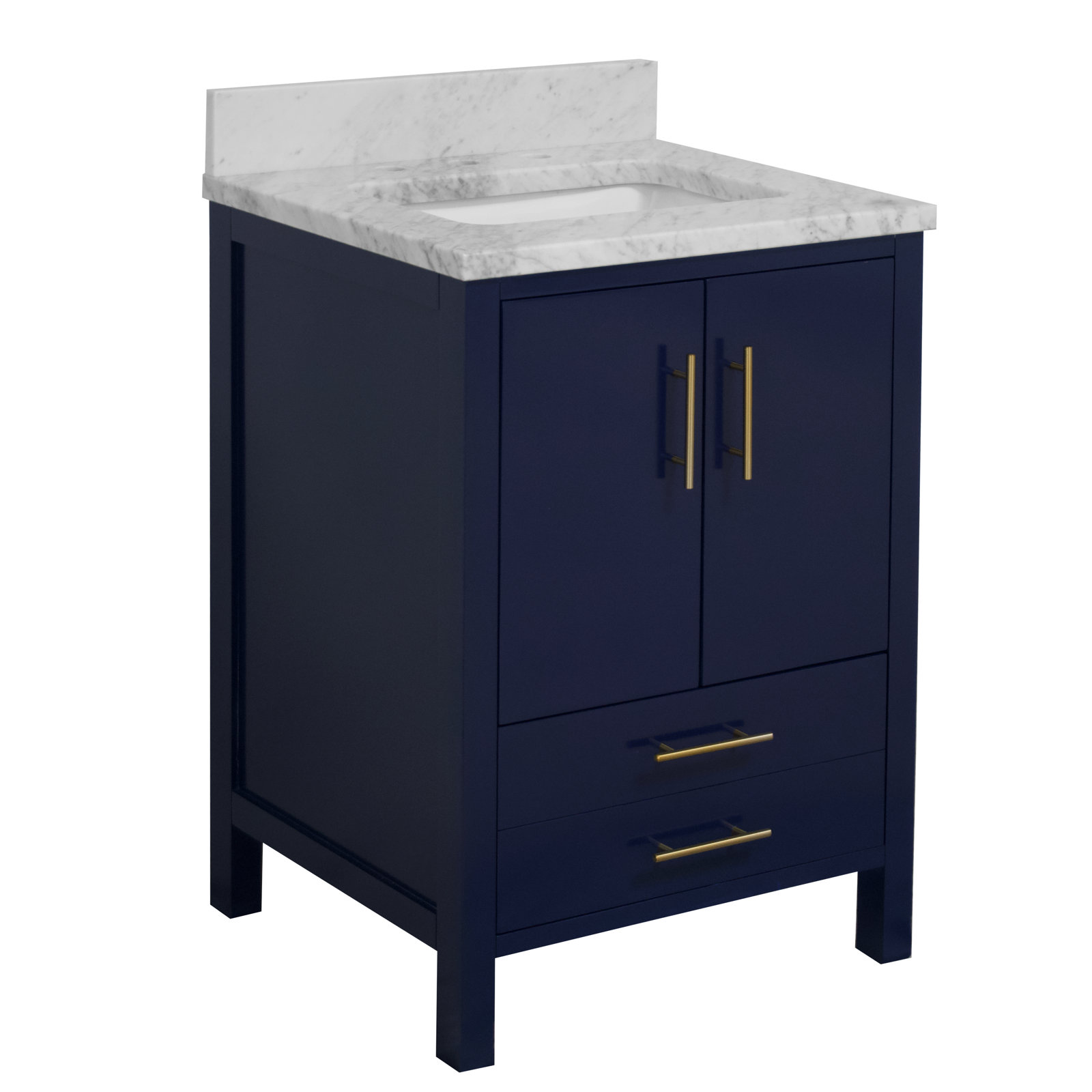 Kiara 24'' Single Bathroom Vanity, Royal Blue, Carrara Marble