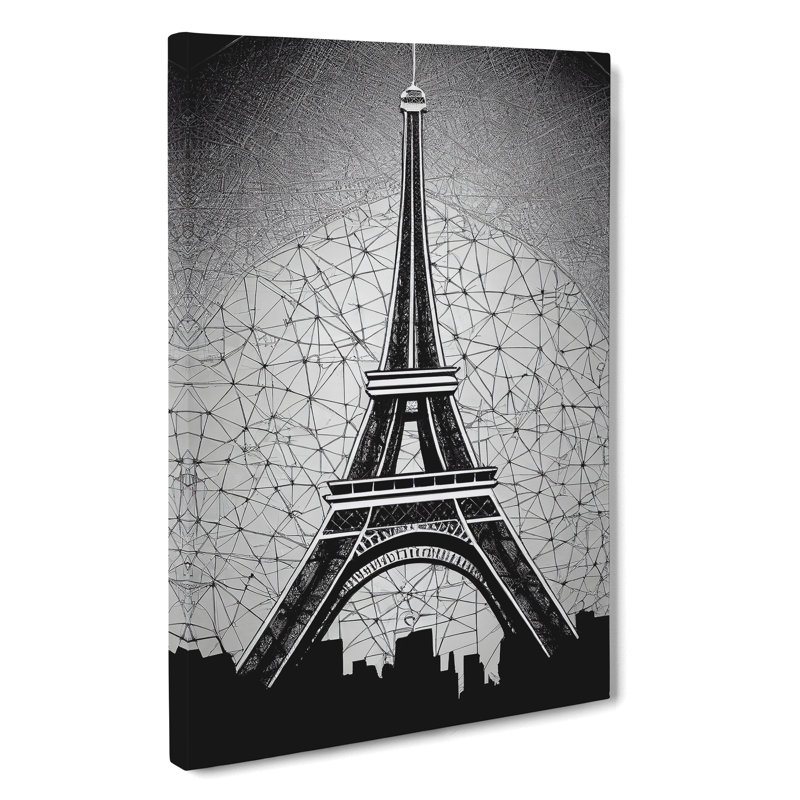 Monochrome Eiffel Tower No.2 - Wrapped Canvas, 76cm H x 50cm W x 3cm D