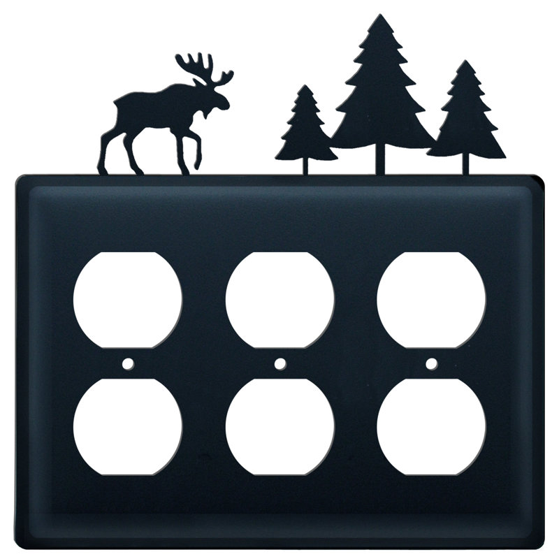Moose and Pine Trees 3-Gang Duplex Outlet Wall Plate