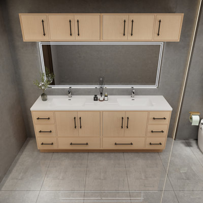 Victoria 84'' Freestanding Vanity with Double Reinforced Acrylic Sink + Top Cabinet