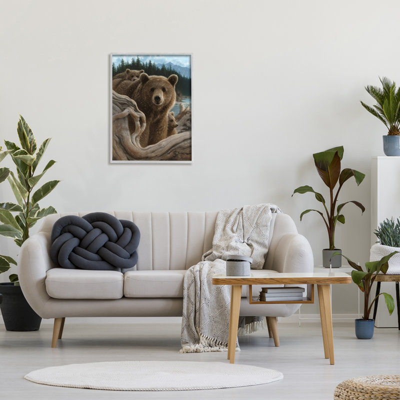 «30_Brown Bears Rustic Animal Family Tree Forest Lake tendue, art mural par Collin Bogle, H 30 po x l 24 po x P 1,5 po