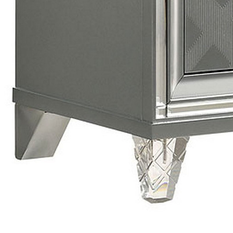 Table de chevet 2 tiroirs en gris