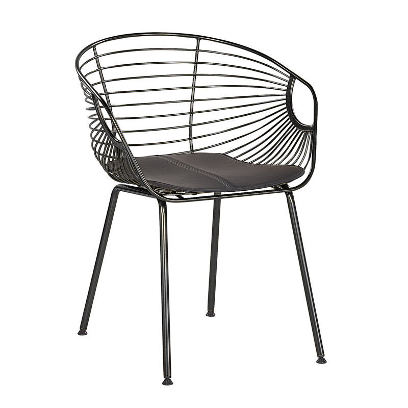Bonneau 46cm H Upholstered Ladder Back Armchair, Black
