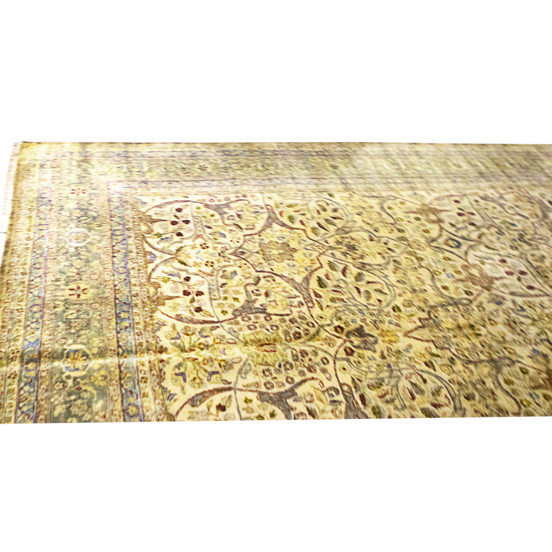 Tapis de haute qualité noué à la main, or et vert