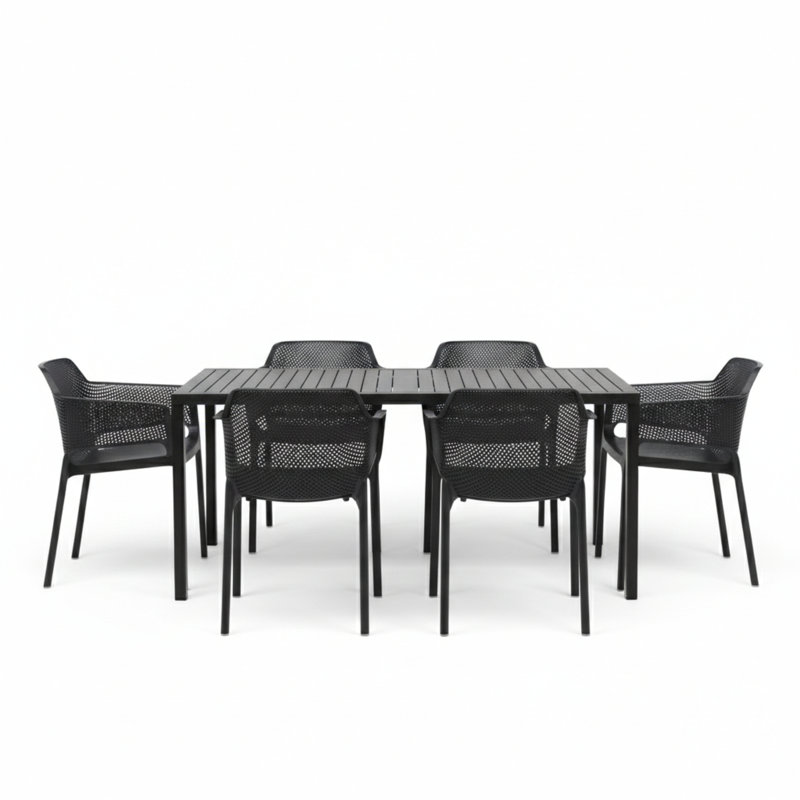 6 - Person Patio Dining Set with Square Table, Anthracite
