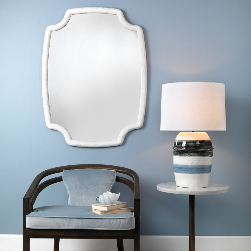 Selene Flat Beveled Mirror, White