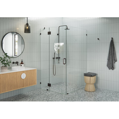 Halo 45 in. x 48 in. x 78 in. 90-degree Fully Frameless Glass Hinged Shower Enclosure
