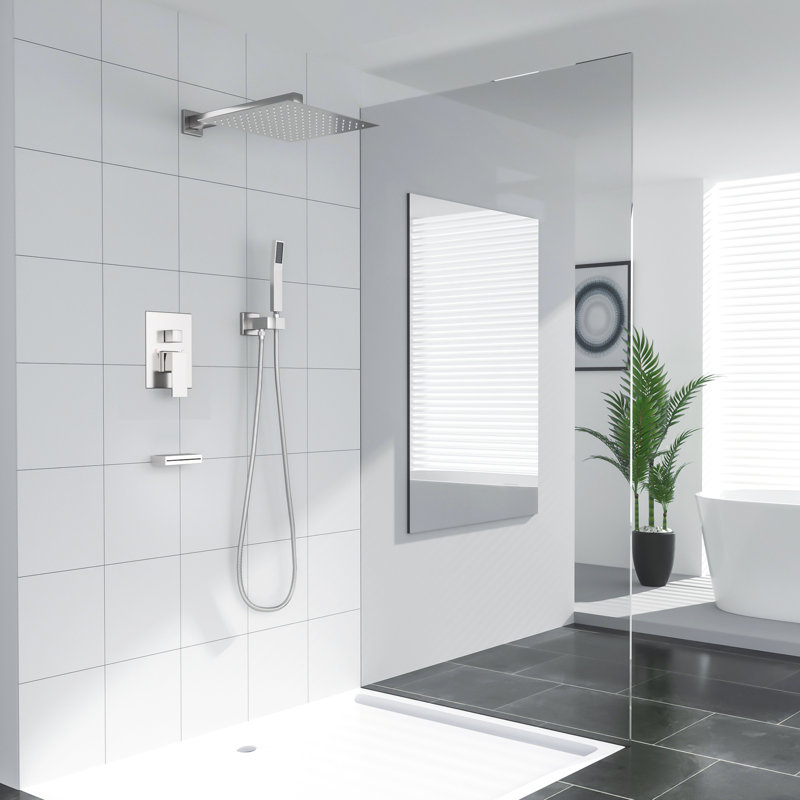 Douche murale, Nickel brossé