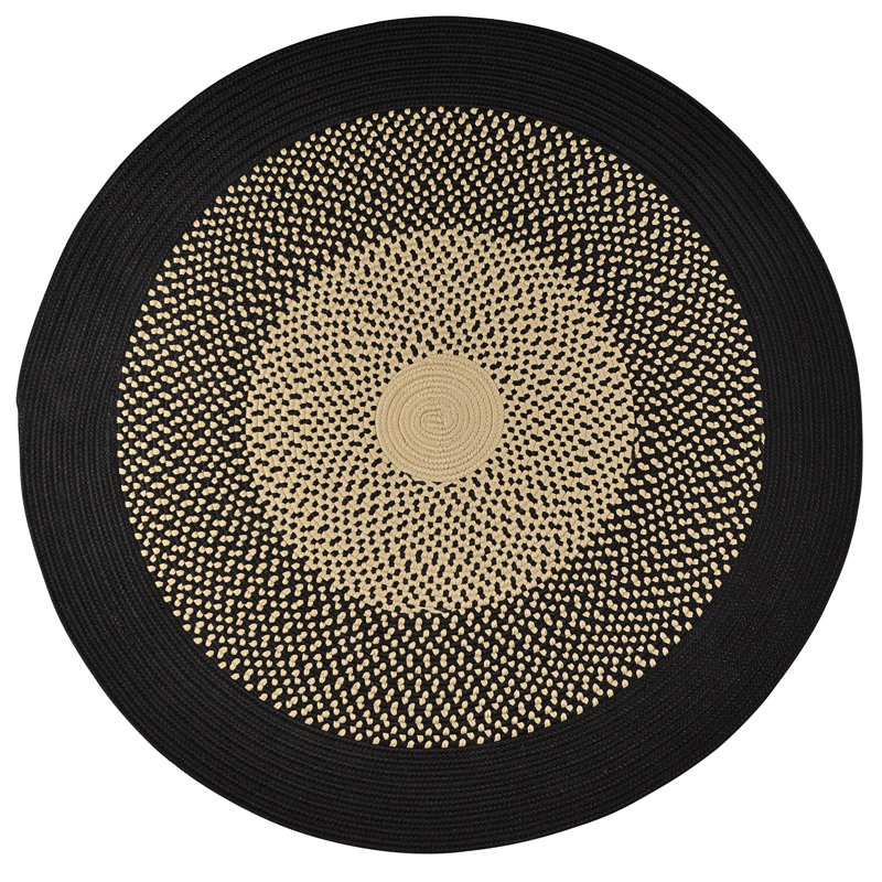 Tapis tressé noir / cubain Calden, Rond 6 pi