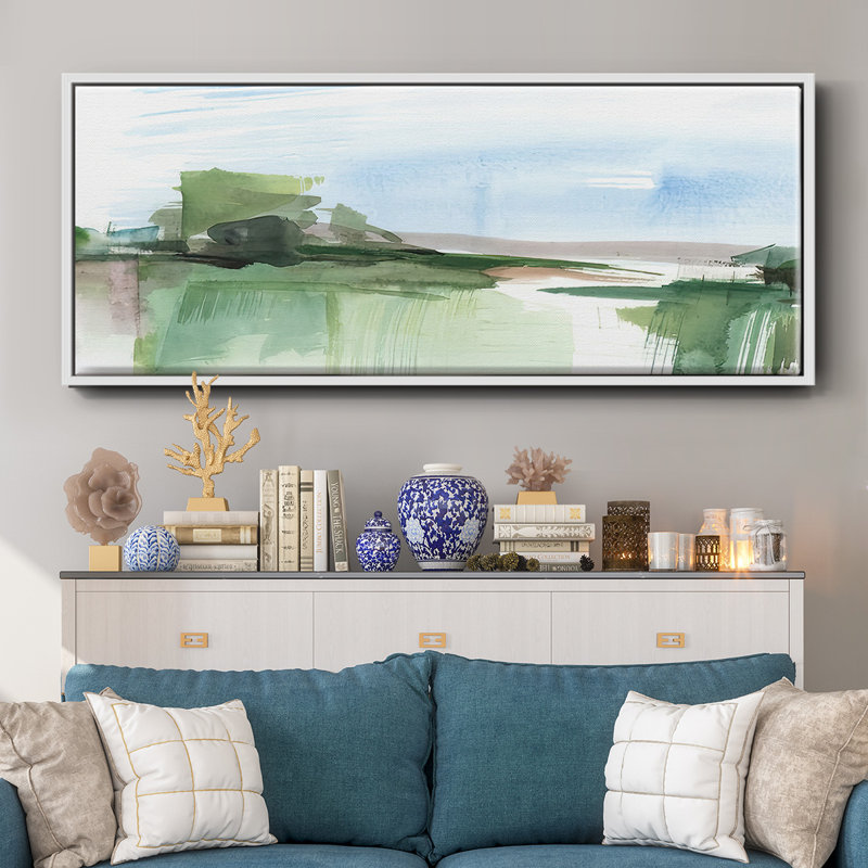 «Abstract Wetland IV», toile encadrée, H 20 po x l 50 po