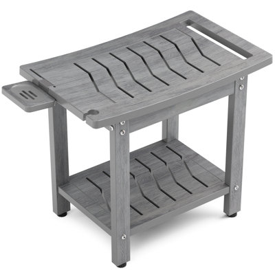 Banc de douche pour douche à l'intérieur, tabouret de douche avec tablette de rangement et poignée, siège de chaise de douche imperméable