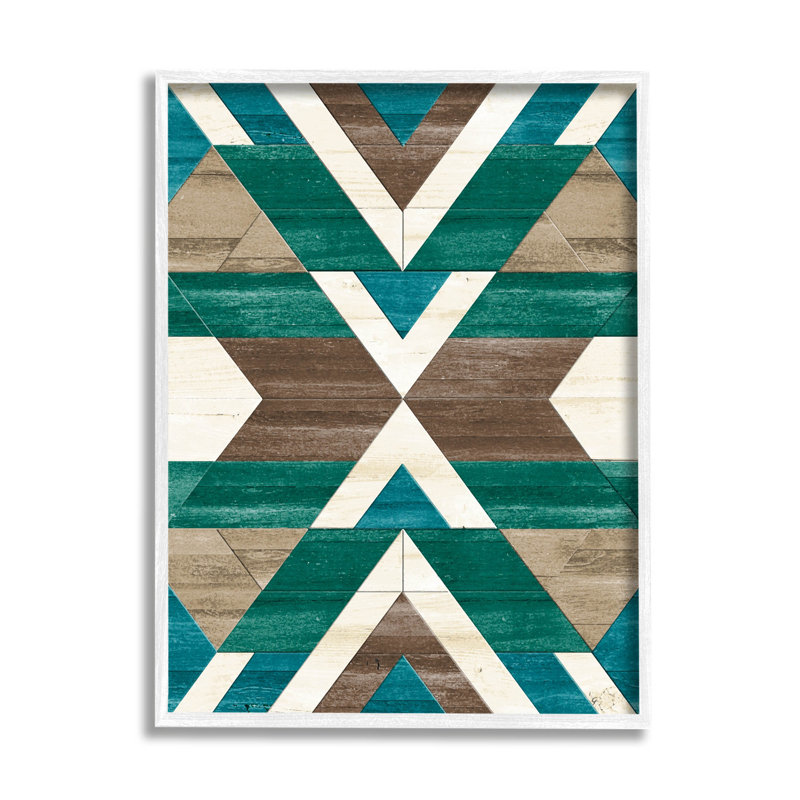 Art giclée vert à motif géométrique aztèque par Erica Billups, H 20 po x l 16 po x P 1,5 po