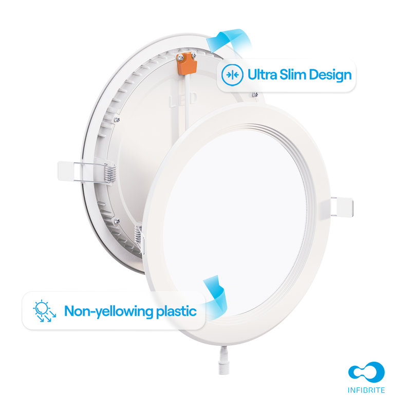 Ensemble de plafonniers encastrés à DEL 6 pouces Infibrite Thin, 3CCT, 6 pouces, Blanc