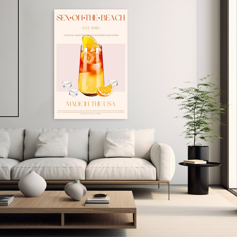 Sex On The Beach Cocktail 1 Piece Wrapped Canvas Wall Art, 152.4 cm H x 101.6 cm W