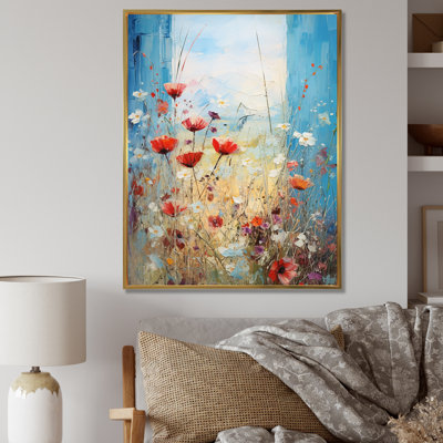 Red And White Summer Meadow View II - Meadow Wall Art