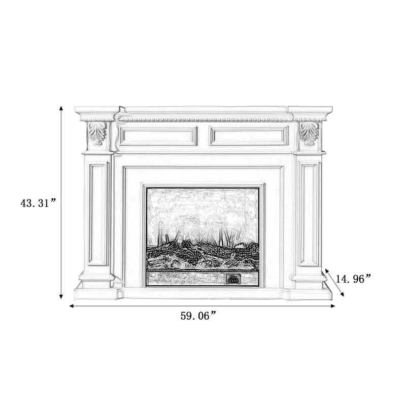 Solid + Manufactured Wood Freestanding Fireplace, Walnut