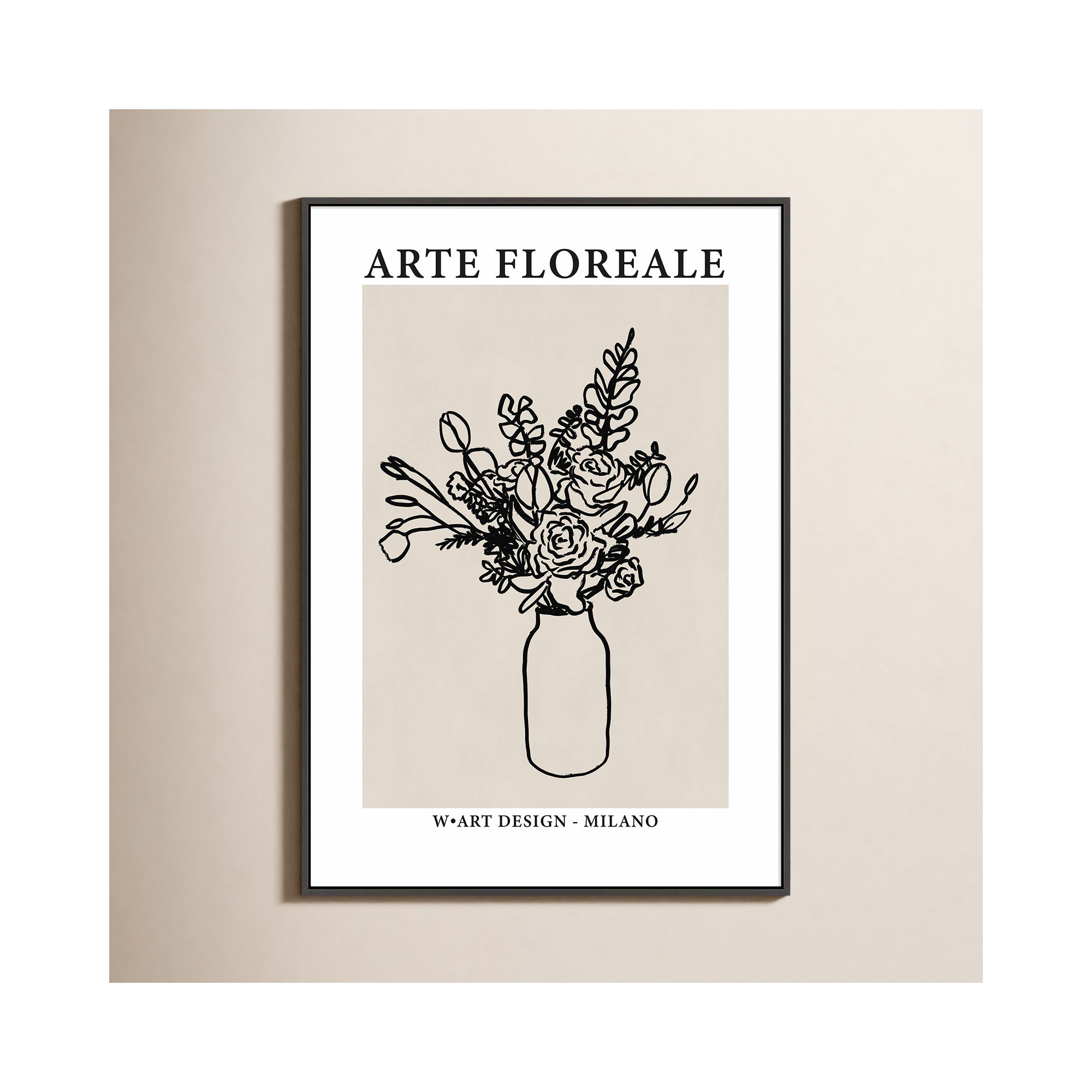 Arte Floreale 2 by Romina Gadler, 38" H x 26.5" W, Black Canvas Framed