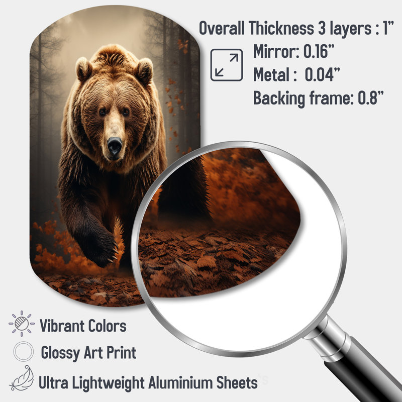 Ours sauvage majestueux ours I - forme cylindrique d'ours en métal assymétrique, H 31 po x l 19 po