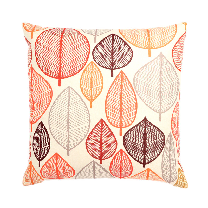 Coussin à imprimé de feuilles, Orange, Pas de bourre