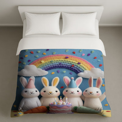 Felt Bunny Birthday Party Duvet Covers