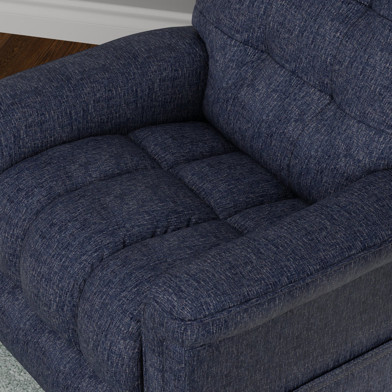 Fauteuil inclinable électrique Velmora Velours Indigo avec charge USB et poches latérales, Tissu bleu