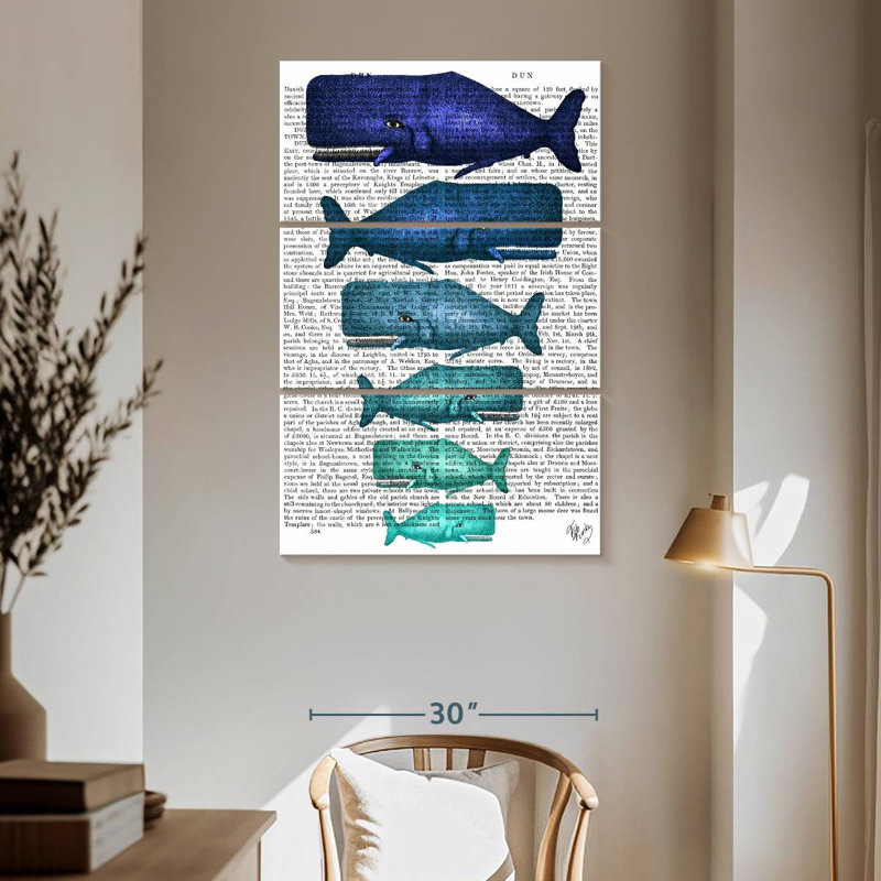 Famille de baleines bleues Brampt, H 65 po x l 42 po