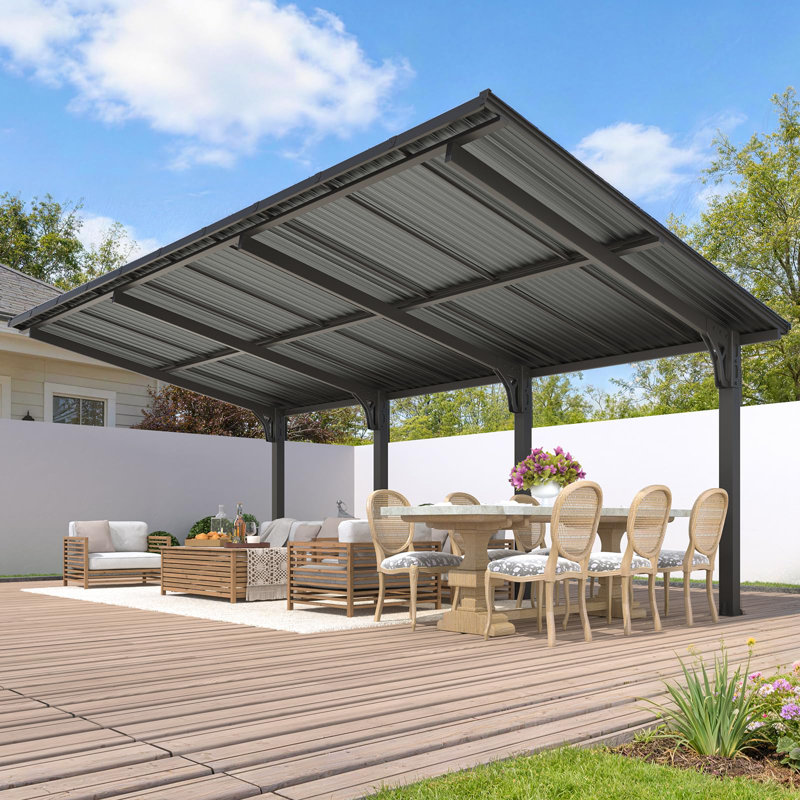 Abri d'auto extérieur en métal pour terrasse, H 98 po x l 234,4 po x P 118,6 po