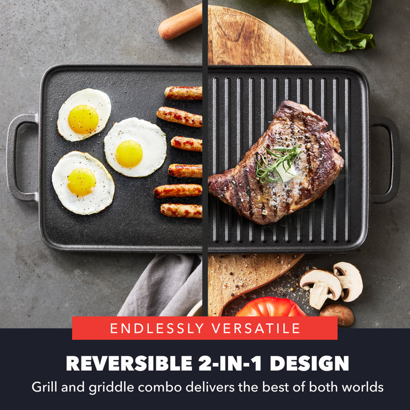 Bobby Flay by GreenPan 11” x 16.5” Reversible Cast Iron Grill Griddle