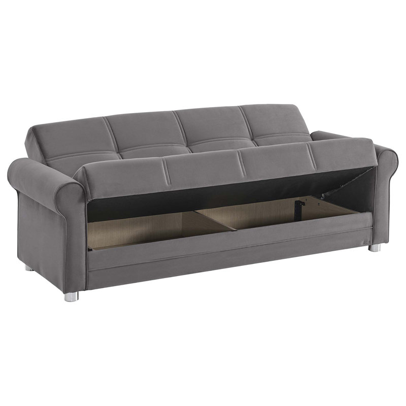 Canapé-lit rembourré convertible avec rangement, Gris
