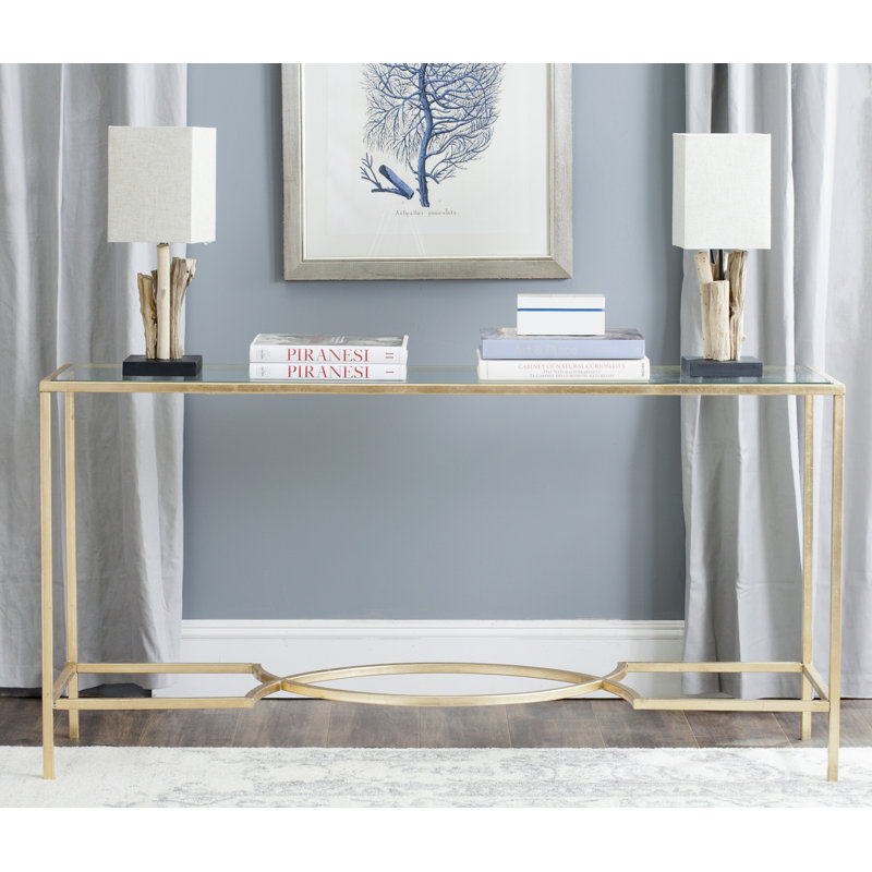 Celia 160cm Glass Top Console Table, Gold