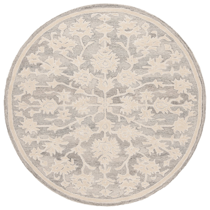 Redento Ebony Hand Tufted Wool Pile Oriental Rug, Round 6'