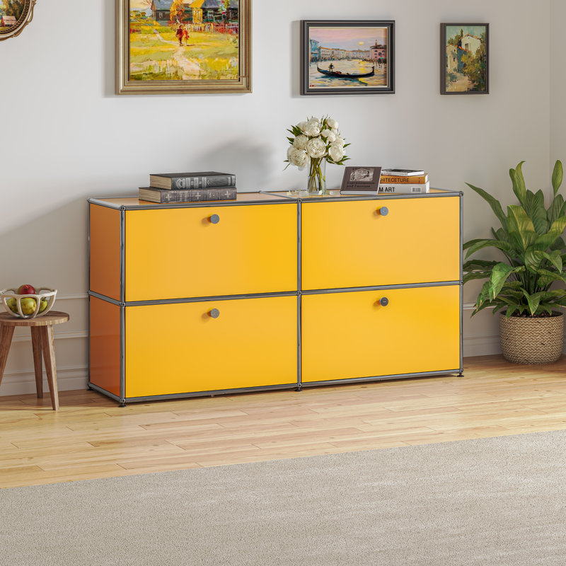 Steggall 59.05'' Wide 4 - Shelf Storage Cabinet, Yellow