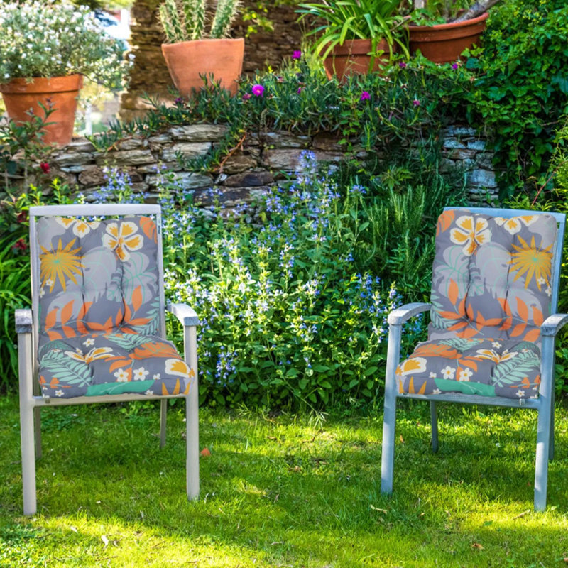 Coussin de chaise imperméable Oxford - Polyester épais, sangles antidérapantes, résistant au soleil, Purple Floral 1