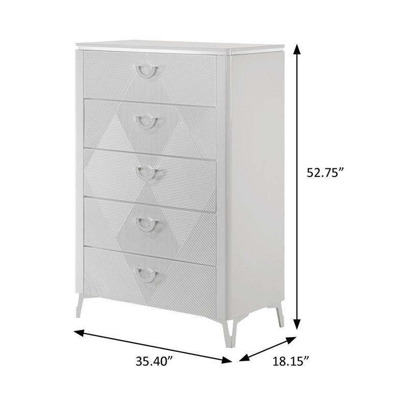 Commode contemporaine l 35,4 ", blanc