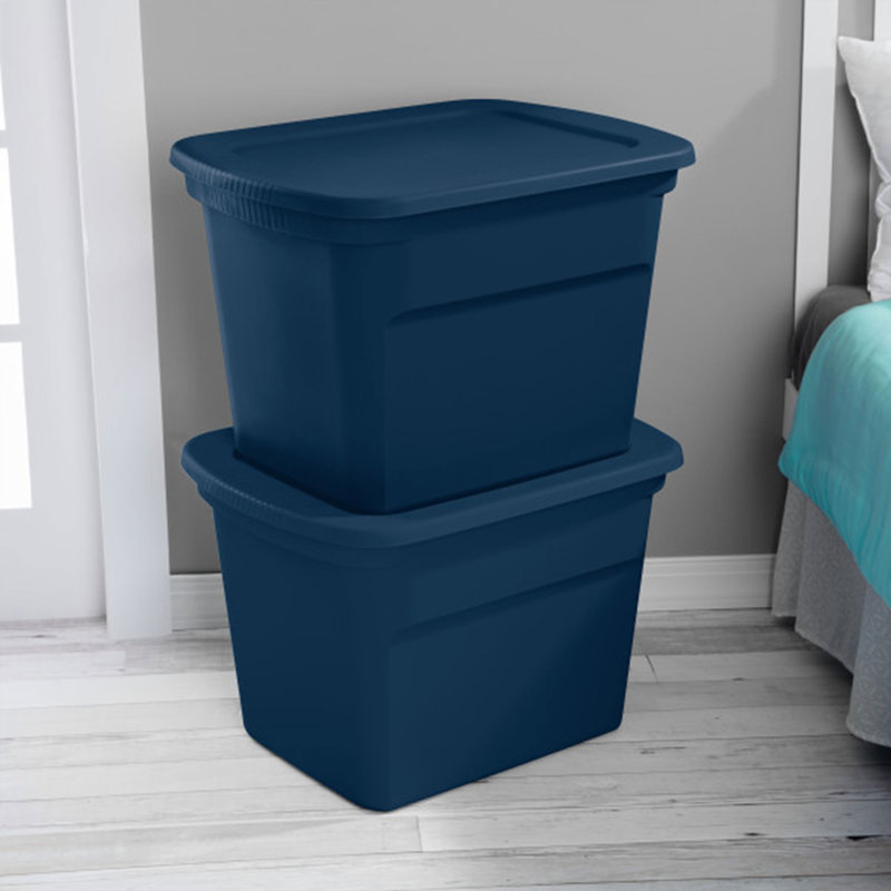 Sterilite Plastic Stackable Storage Tote Container Bin, Marine Blue