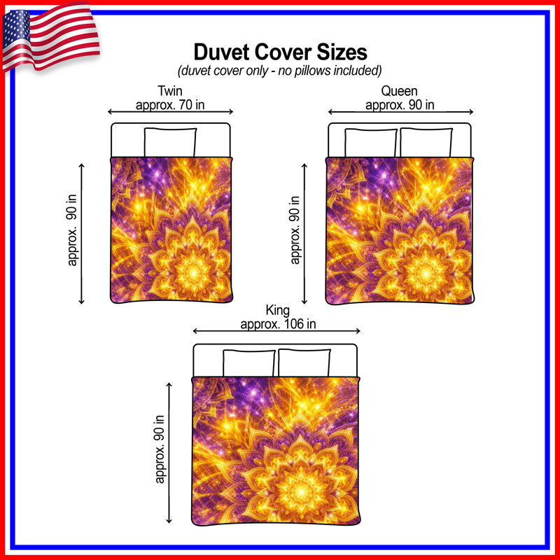 Golden Mandala Pattern Duvet Covers, Queen