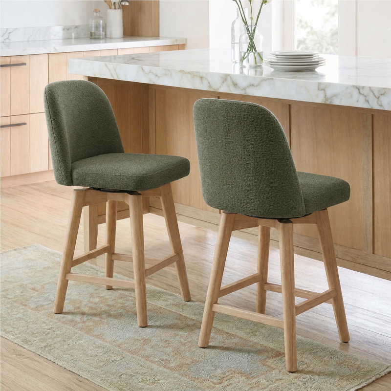 Upholstered Swivel Counter Stool(Set Of 2), Marin Twig/Polyester