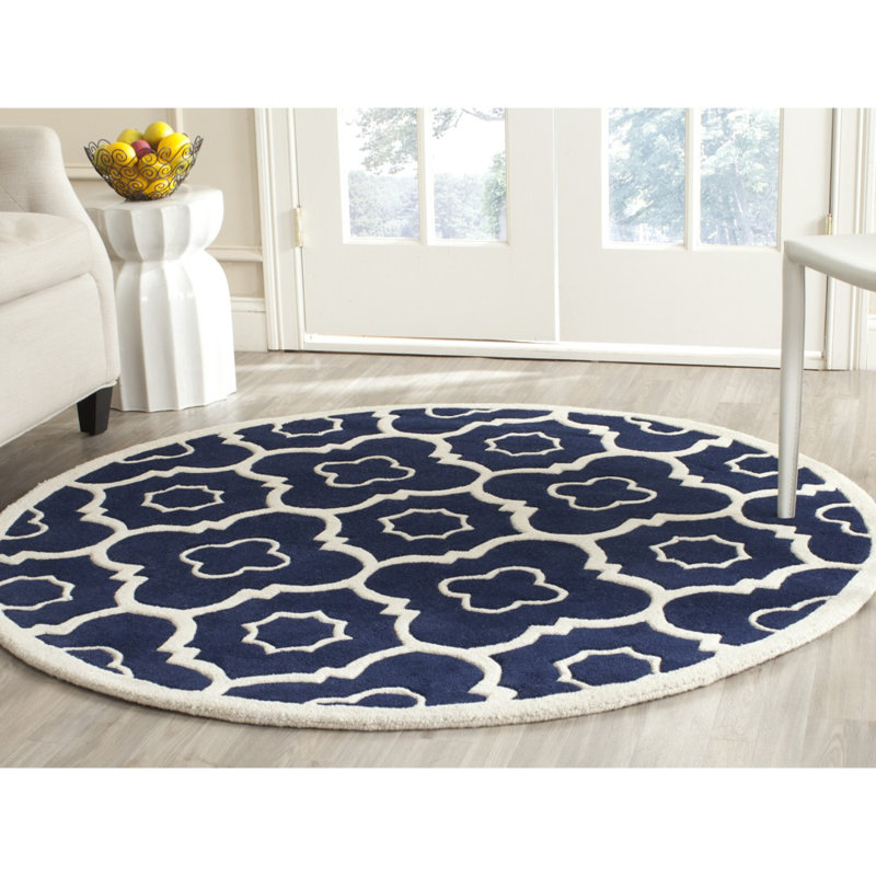 Carolene Hand Tufted Wool Geometric Rug, Round 7'
