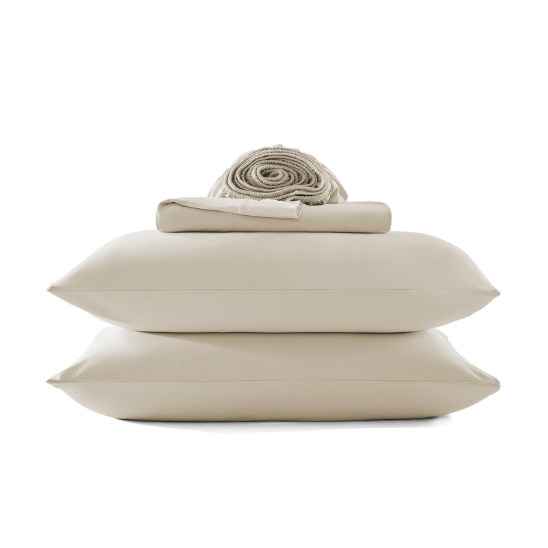 Ensemble de draps 100% coton jersey, Huître, Double
