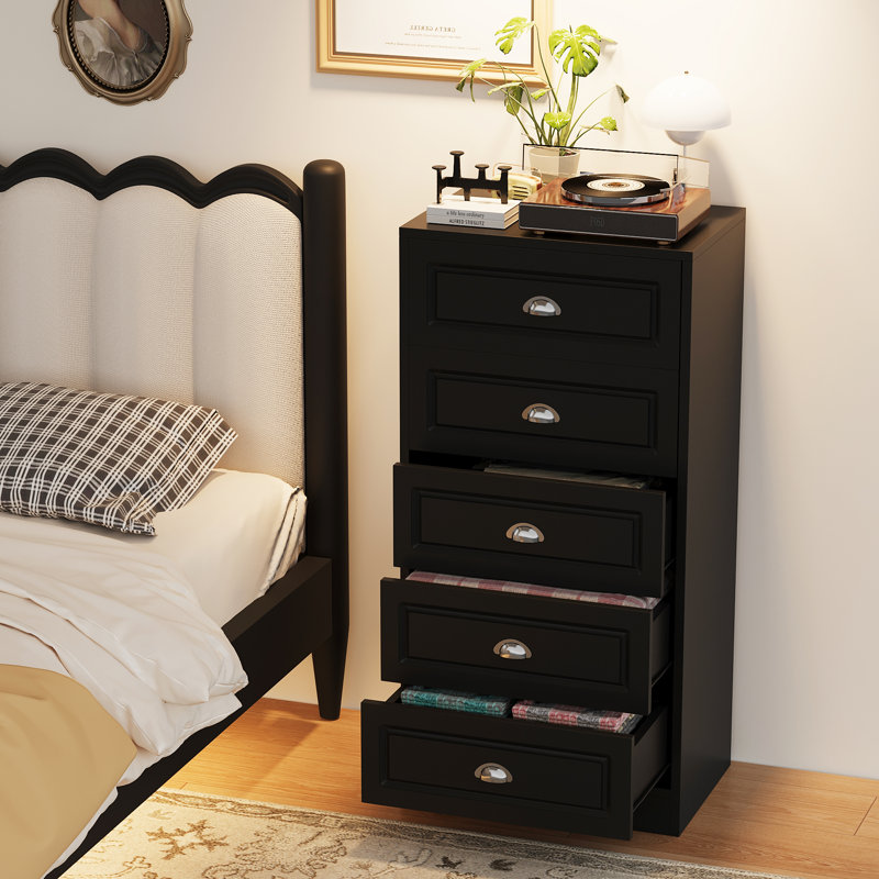 Commode 5 tiroirs Aunson, Noir