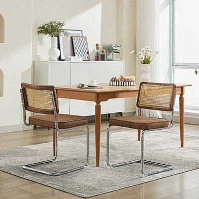 Ensemble de 2 chaises de salle à manger modernes Mid-Century, chaises d'appoint avec dossier en canne