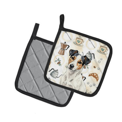 Paire de porte-cafetières blancs et noirs Russell Terrier