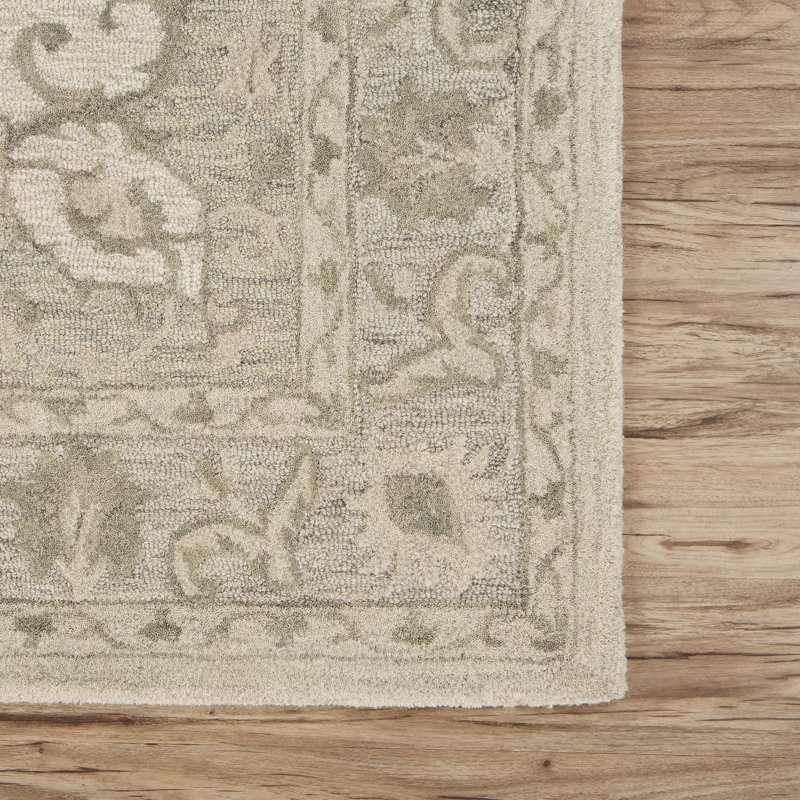 Tapis en laine naturel fait à la main Alosio, Rectangle 7 pi 9 po x 9 pi 9 po